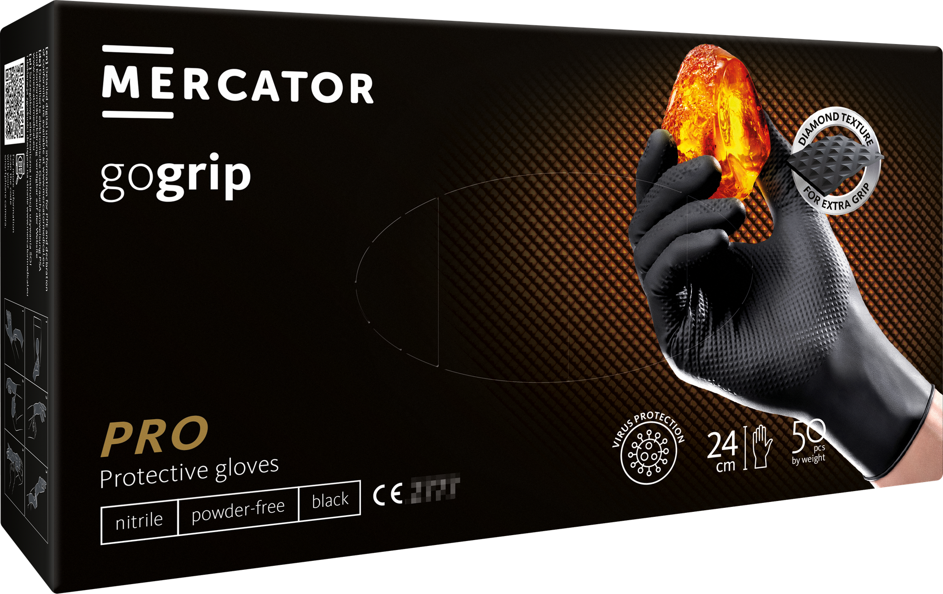 Gogrip gants nitrile ultra résistant Noir - Mercator Taille M